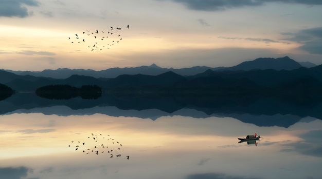 Naturalny krajobraz i jeziorna sceneria Qiandao jezioro w Hangzhou