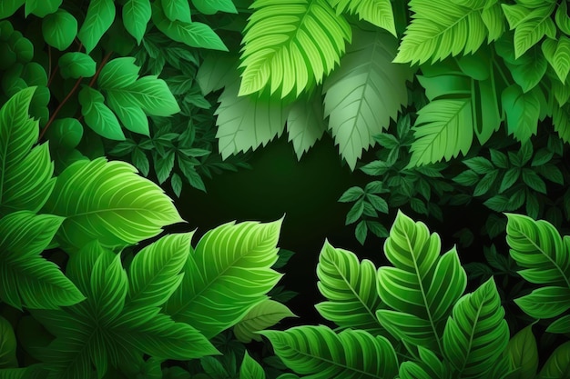 Naturalny zielony liść Świeże zielone liście drzew pod światłem słonecznym Generatywna sztuczna inteligencja