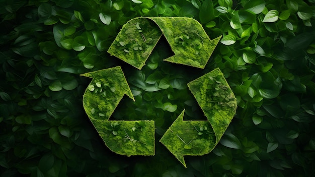 Zdjęcie nature's endorsement leaves supporting recycling recycling logo concept (koncepcja logo recyklingu)