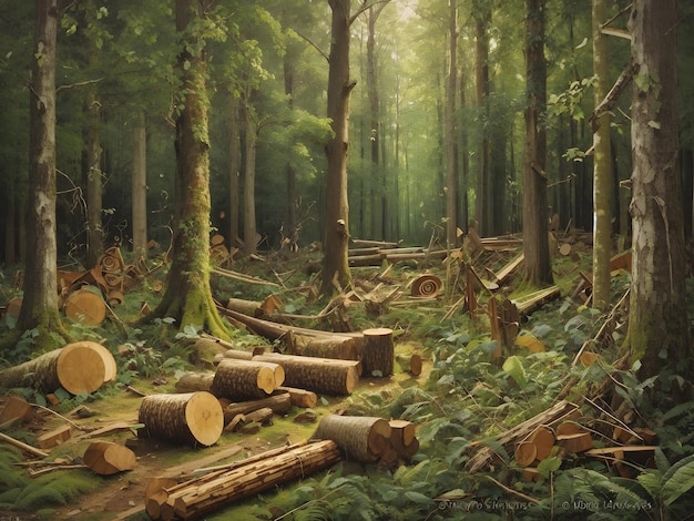 Nature's Woodland Symphony Drewnianie w lesie