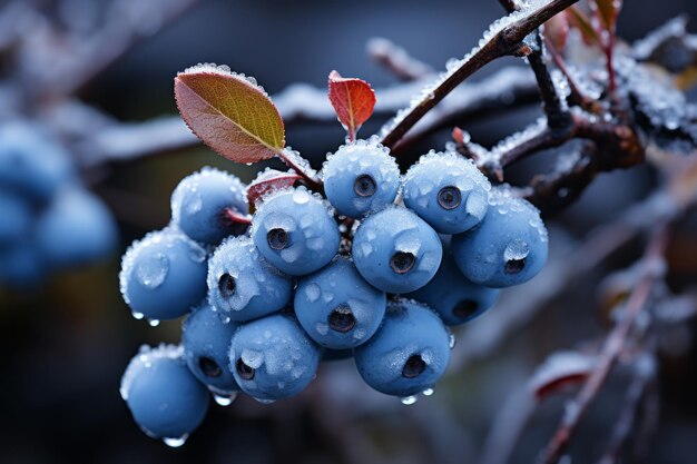 Zdjęcie natures essence macro zdjęcie pysznej borówki na drzewie