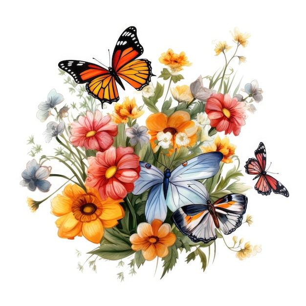 Natury kapryśny taniec motyle i dzikie kwiaty Kliparty