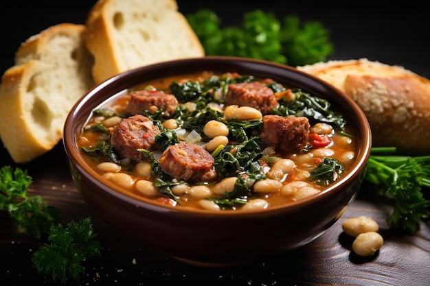 Natychmiastowa toskańska zupa fasolowa i kiełbaskowa, włoski przepis