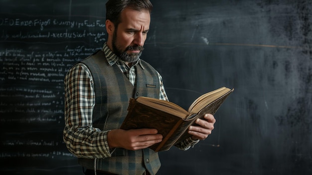 Zdjęcie nauczyciel trzymający stare książki miłośnik literatury i czytnik klasyków