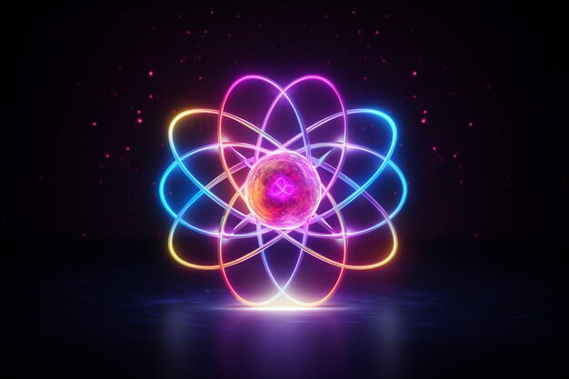 Zdjęcie nauka atomowa biotechnologia biały neon graficzny