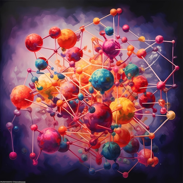 Nauka Molekularna kolorowa struktura generowana przez sztuczną inteligencję