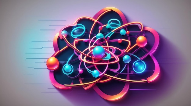 Nauka o atomie ikona wektorowa neon cyfrowa grafika