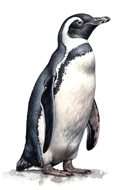 Naukowa ilustracja stylu rysowania pingwina magellańskiego Generative AI