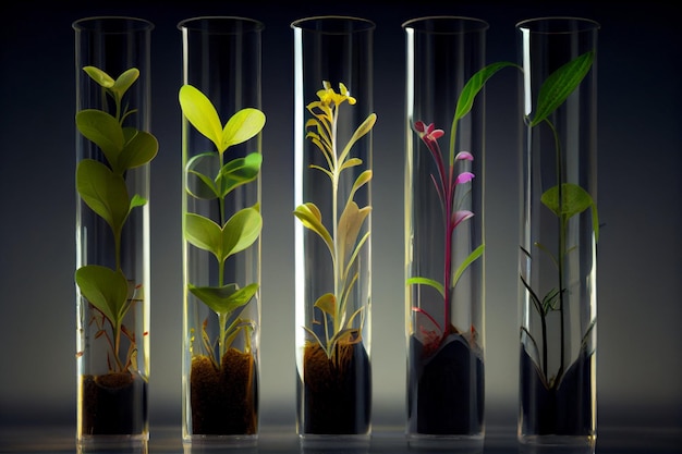Naukowcy używają probówki do badania roślin