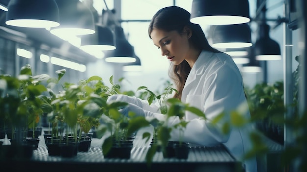 naukowiec pracujący w laboratorium uprawy roślin