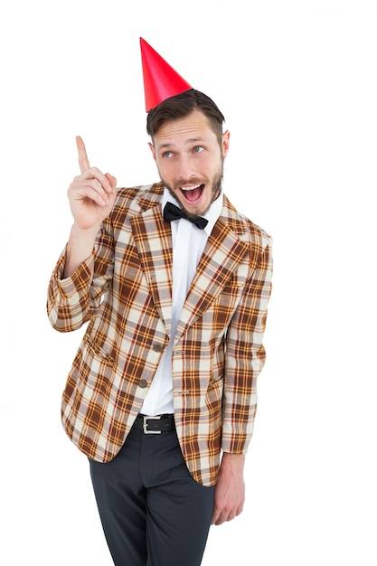 Naukowy hipster w party hat