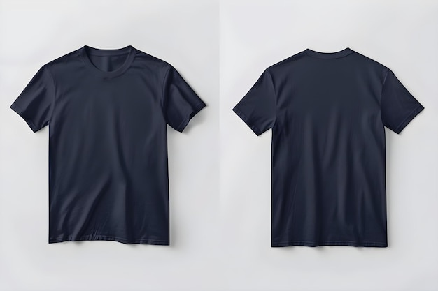 Navy Blue Tshirt Mockup Set Front and Back Views Izolowany i łatwy do wycięcia Koncepcja Navy Blue T-Shirt Mockup set Front View Back View Izolowany łatwy do wyrzucenia