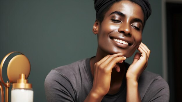Nawilżanie skóry w domowej pielęgnacji skóry rutynowa pielęgnacja ciała z czarną kobietą