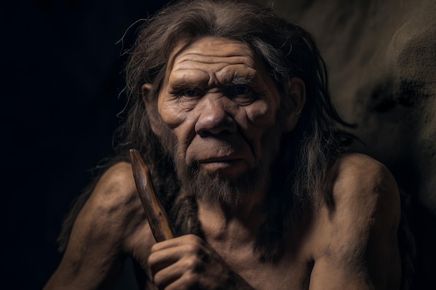 Neandertalczyk prehistoryczny jaskiniowiec Wygeneruj Ai