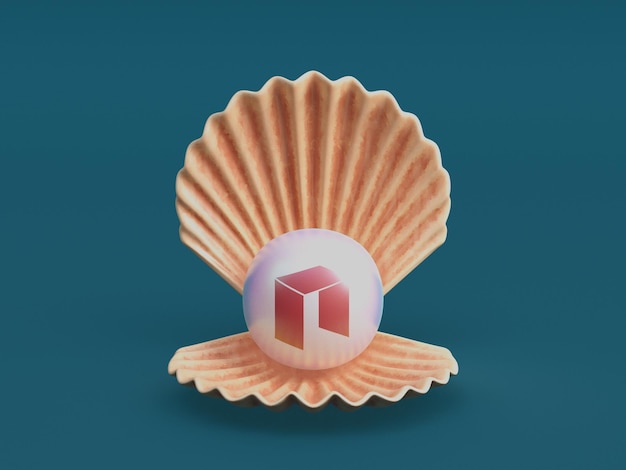 Neo Open Clam Discovery Perła Morze Natura Skarb Kryptowaluta Ilustracja 3D Render
