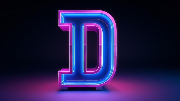 Zdjęcie neon 3d czcionka niebieski i różowy neon światło 3d rendering