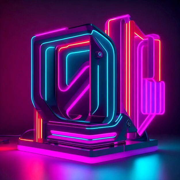 Neon 3D Render Metaverse koncepcja kolażu Ai Generative