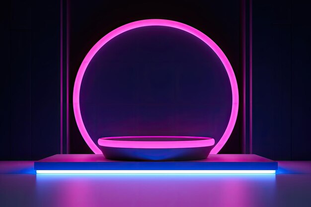 Zdjęcie neon background mock up scene geometry shape podium for product display ar 32 upbeta v 52