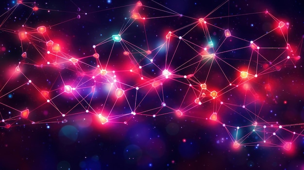 Neon Background z połączeniami sieciowymi generowanymi przez AI