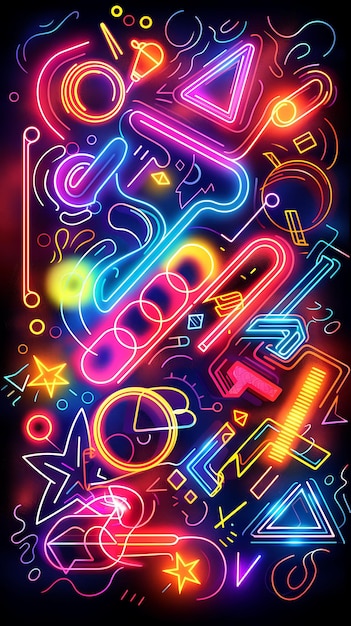 Neon Collage Kreatywne połączenie Y2K Shape Digital Elements i Vibrant Imagery Clipart