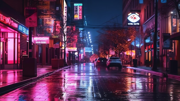 neon cyberpunk miasto miejska przyszłość metaverse noc fioletowa ulica tekstura tło