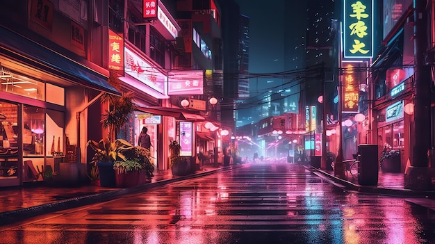 neon cyberpunk miasto miejska przyszłość metaverse noc fioletowa ulica tekstura tło