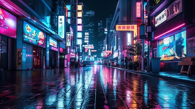 neon cyberpunk miasto miejska przyszłość metaverse noc fioletowa ulica tekstura tło