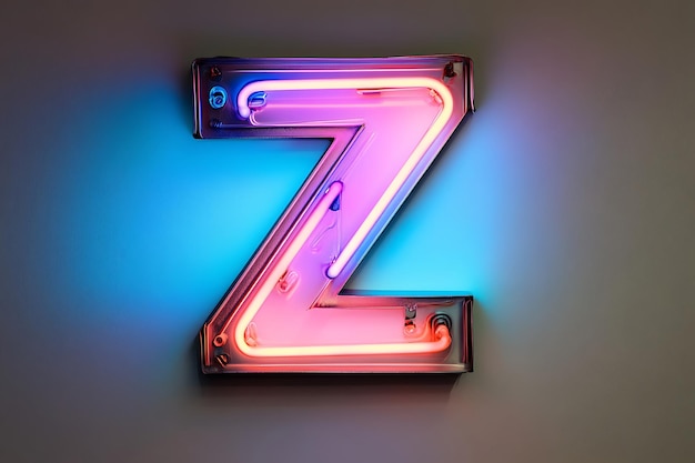 Neon czcionka litera Z 3D rendering Neon alfabet