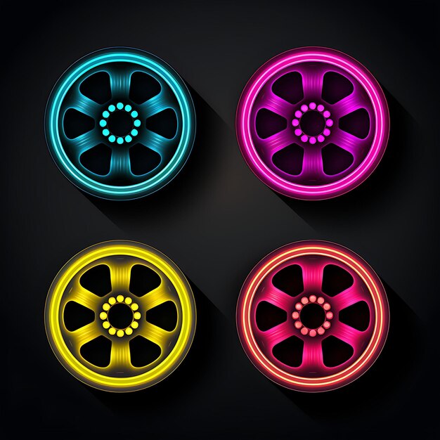 Neon Design Of Film Reel Icon Emoji Z Kinematograficznym Kreatywnym I Nostalgicznym Zestawem Naklejek E Clipart