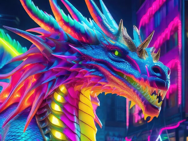 Neon Dreams The 80s Era Comeback of a Surreal Lifelike Dragon (Neon Dreams: Powrót surrealistycznego smoka z lat osiemdziesiątych)
