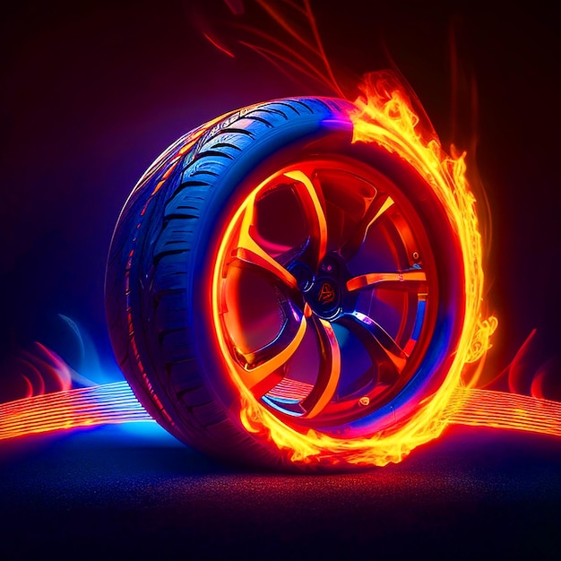 Neon Flames Tires ogień zdjęcia bezpłatne pobieranie