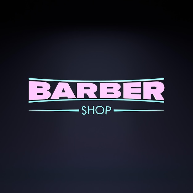 Zdjęcie neon fryzjer sklep logo 3d render ilustracja