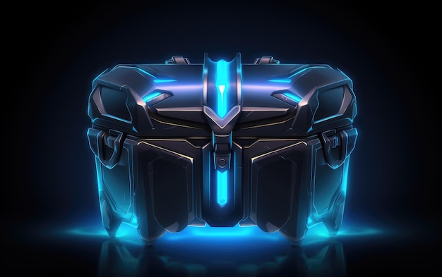 Zdjęcie neon futurystyczna ilustracja wektorowa loot crate treasure chest dla game desgin