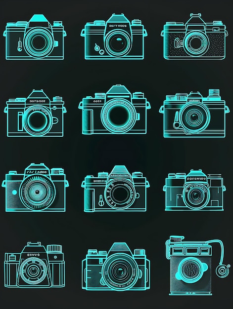 Zdjęcie neon glowing web and social icon collection podnieś swój projekt ikon z wszechstronnym zestawem y2k outline