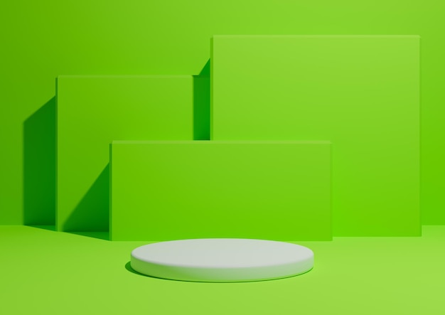 Neon green 3D minimalna kompozycja wyświetlacza produktu tło podium stojak kwadratowy kształt tła