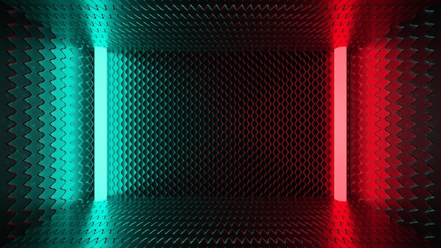 Zdjęcie neon light green red dark metal 3d render