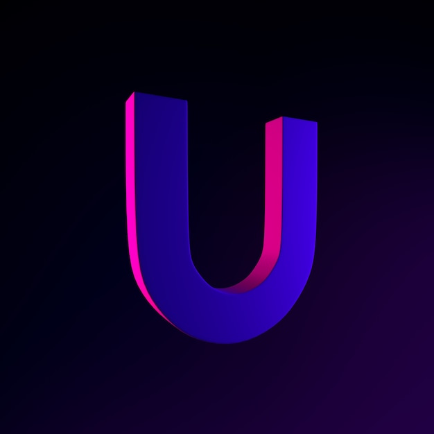 Neon Magnes Podkowy Ikona. Element Interfejsu Ui Ux Renderowania 3d. Ciemny świecący Symbol.