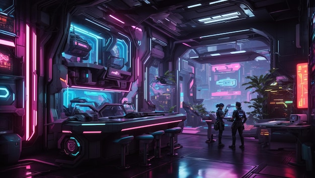 Neon Nexus Cyberpunkowe laboratorium futurystycznych urządzeń i hiperszczegółowych renderów 3D