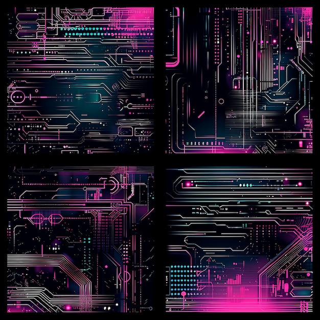 Zdjęcie neon panel designs i cyberpunk art trendsetting digital assets czekają na wzmocnienie twojej wizualności