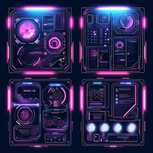 Zdjęcie neon panel designs i cyberpunk art trendsetting digital assets czekają na wzmocnienie twojej wizualności