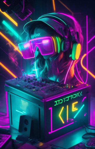 Neon party dj bit box