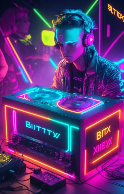 Neon party dj bit box