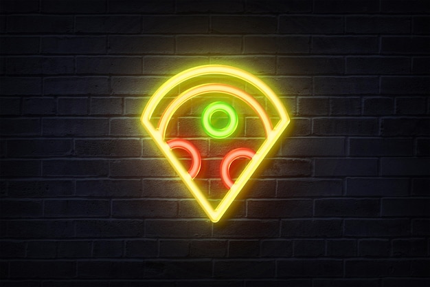 Neon Pizza na ścianie z cegły