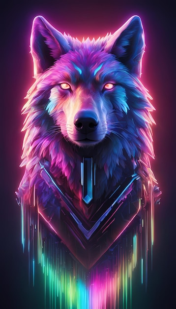 Neon Ray Fantasy Wolf Fotorealistyczne żywe obrazy