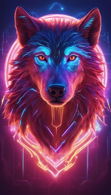 Neon Ray Fantasy Wolf Fotorealistyczne żywe obrazy