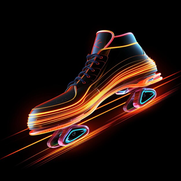 Neon Retro Skateretro Skate Linesskateboard Graphicsvibrant Y2K Kształty Neonowe przezroczyste światło Art