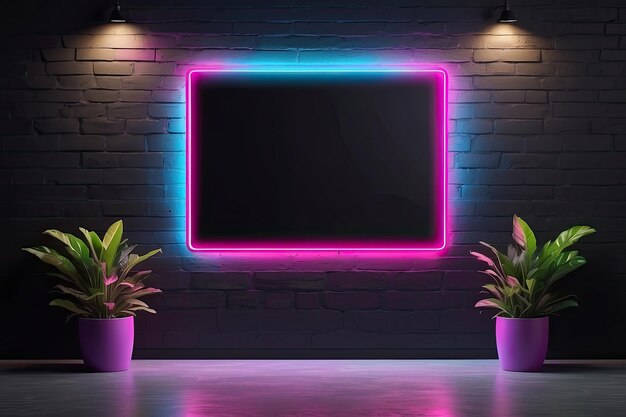 Neon Sign Wall Mockup z pustą przestrzenią dla placi Generative AI 1