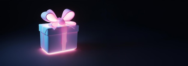 Neon światło prezent impreza urodzinowa festiwalny projekt pudełko podarunkowe w neon oświetlenie koncepcja Walentynki