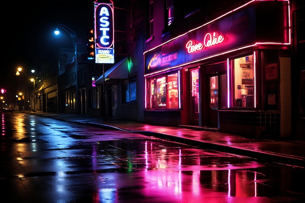 Zdjęcie neon w nocy w koncepcji fotografii piękna życia nocnego