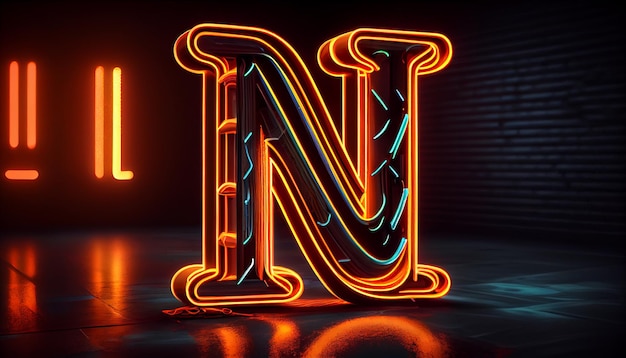 Zdjęcie neon z literą n